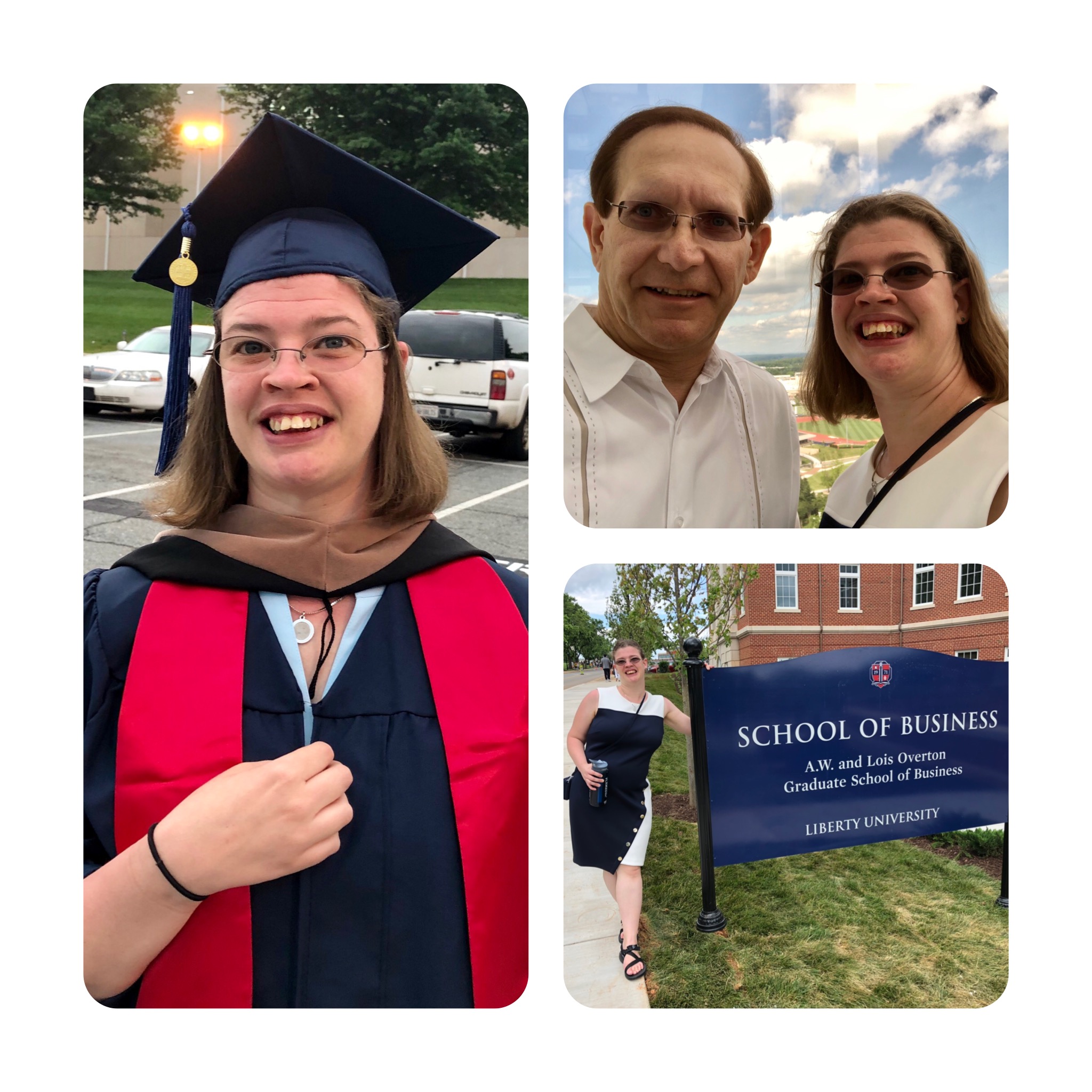 Crystal in her Master Degree Gown at the School of Business